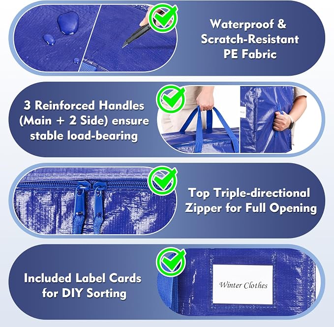 KYODOLED 6 Pack Extra Heavy Duty Blue Moving Bags - Image 3