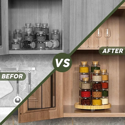 Lazy Susan Organizer, 9 Inch Non-Skid Bamboo Lazy Susan - Image 4