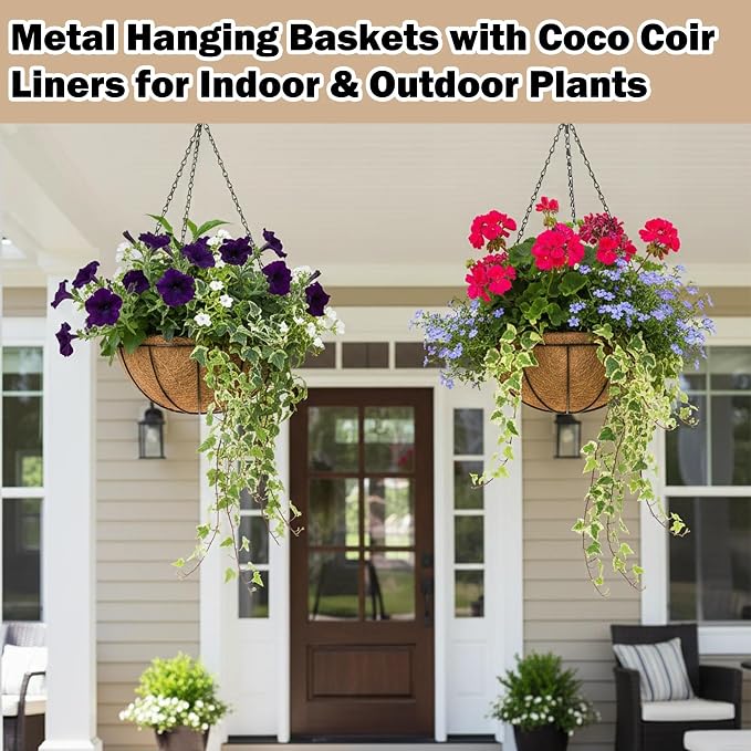4 Pack 12 inch Hanging Baskets Planter - Image 7
