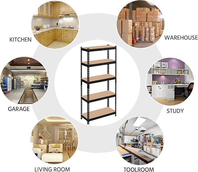 Topeakmart 5-Tier Utility Shelves, Metal Storage Shelves, Adjustable Shelving - Image 7