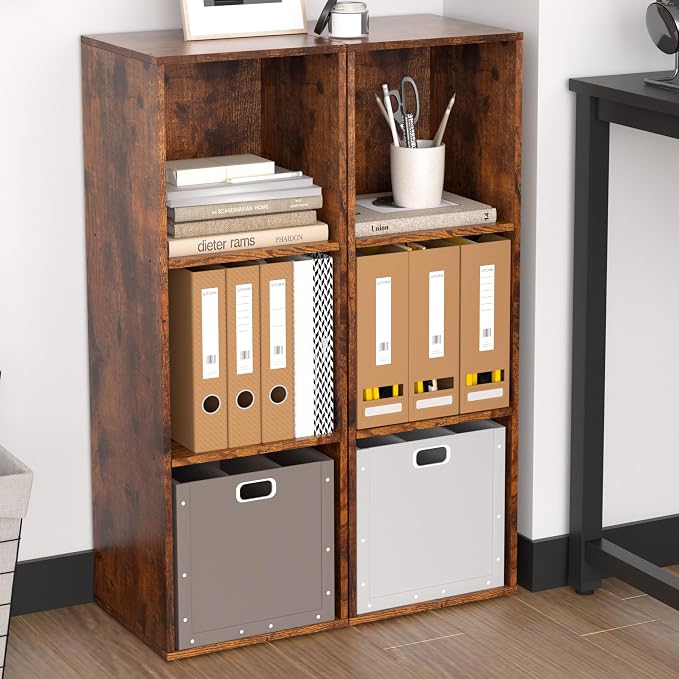 Cube Storage Organizer, 3 Cube Retro Bookshelf, Freestanding 3 Tier Open Shelf - Image 9