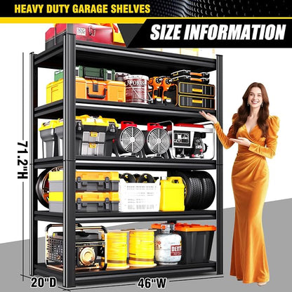 Set of 6 Heavy Duty Garage Shelving, 71.2" Hx46 Wx20 D, Adjustable Storage - Image 3