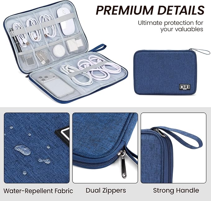 Large Slim Cable Organizer Travel Case, Single-Layer Electronic Accessories - Image 3