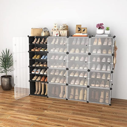 Portable Shoe Rack with Door, 64 Pairs Cabinet Easy Assembly, Plastic - Image 2