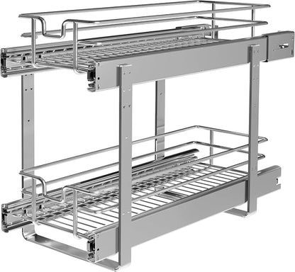 2-Tier Individual Cabinet Pull Out Shelves, Slide Out Kitchen Panty Narrow by JOWBOOW