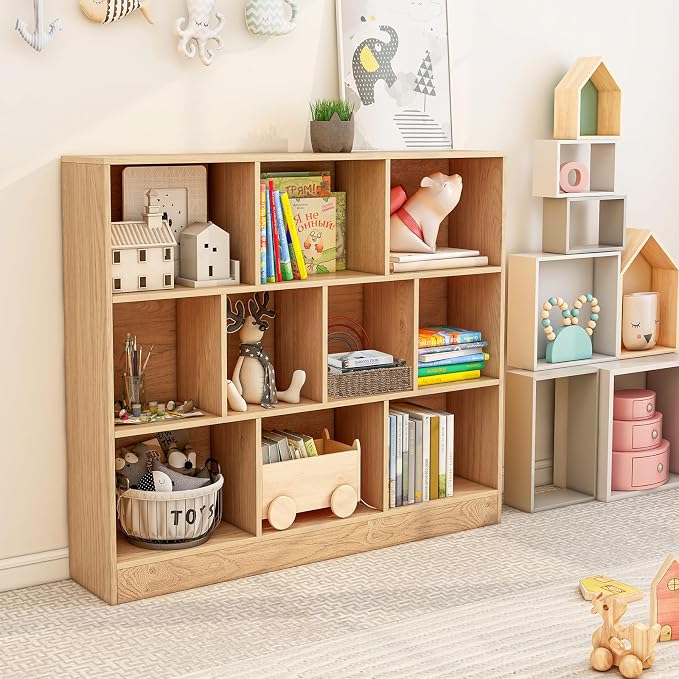 Giantex 10 Cube Bookcase, 4-Tier Freestanding Bookshelf w/ 10 Open Compartments - Image 8