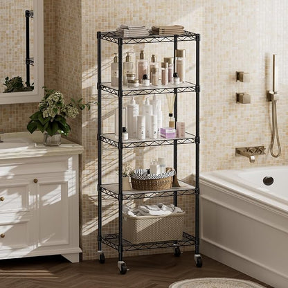 SINGAYE 5 Shelves Storage Shelf Wire Closet Bathroom Organizers Metal Pantry - Image 8