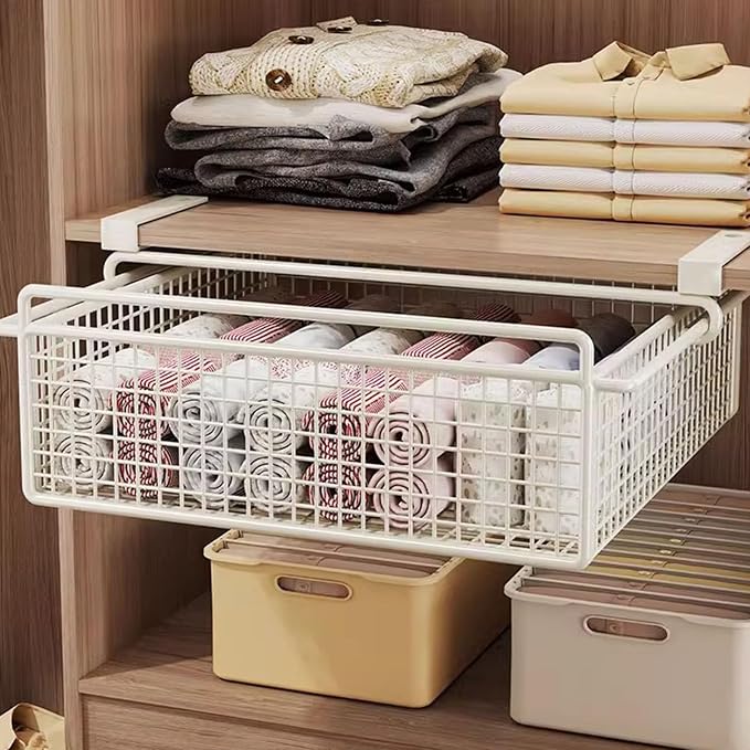 Hanging Cabinet Bin Drawer Multifunctional Under Shelf Storage Basket Bedroom - Image 6