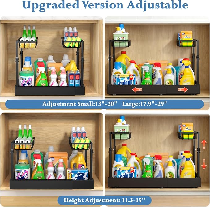 Aisslro Under Sink Organizer, 2 Tier Under the Sink Storage, Expandable - Image 4