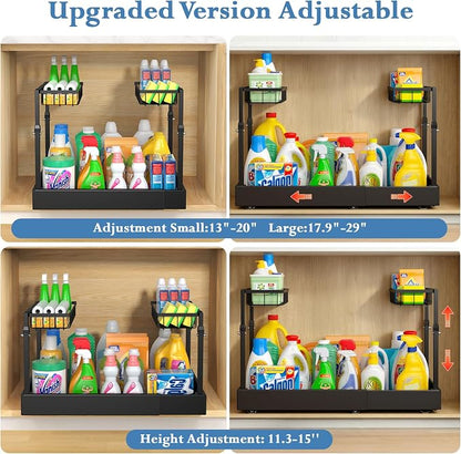 Aisslro Under Sink Organizer, 2 Tier Under the Sink Storage, Expandable - Image 4