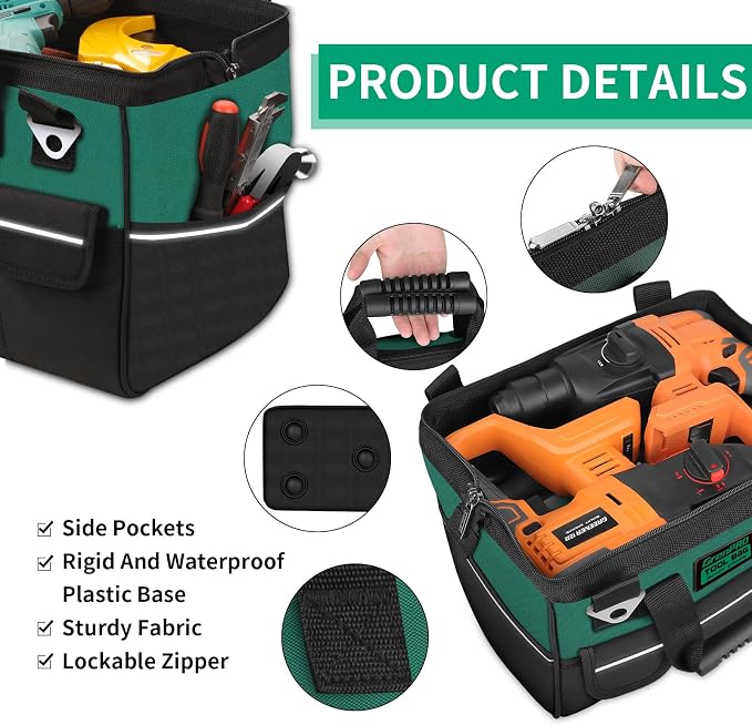 GrenPRO Heavy Duty Tool Bag for Men, 16 Inch Wide Mouth Tool Bags Organizer - Image 7