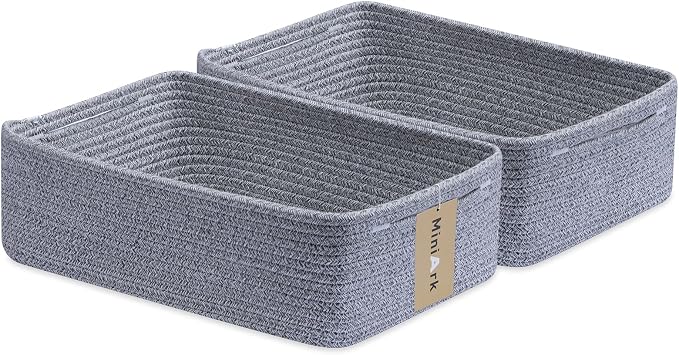 Large Shallow Organizing Baskets 15x11x5.1 Inches by MiniArkStorageBasketsHome