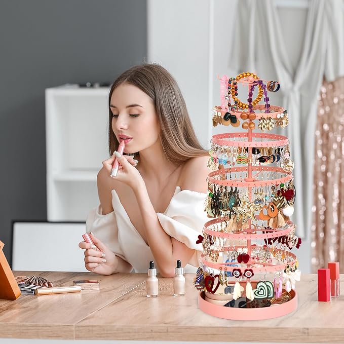 17Dec 6 Tier Rotating Jewelry Organizer Stand, 230 Holes Earring Holder - Image 7