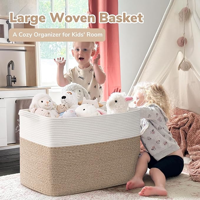 Goodpick Large Woven Blanket Basket 105L, Dirty Clothes, Extra Large Rectangle - Image 2