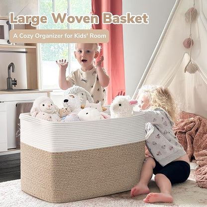 Goodpick Large Woven Blanket Basket 105L, Dirty Clothes, Extra Large Rectangle - Image 2