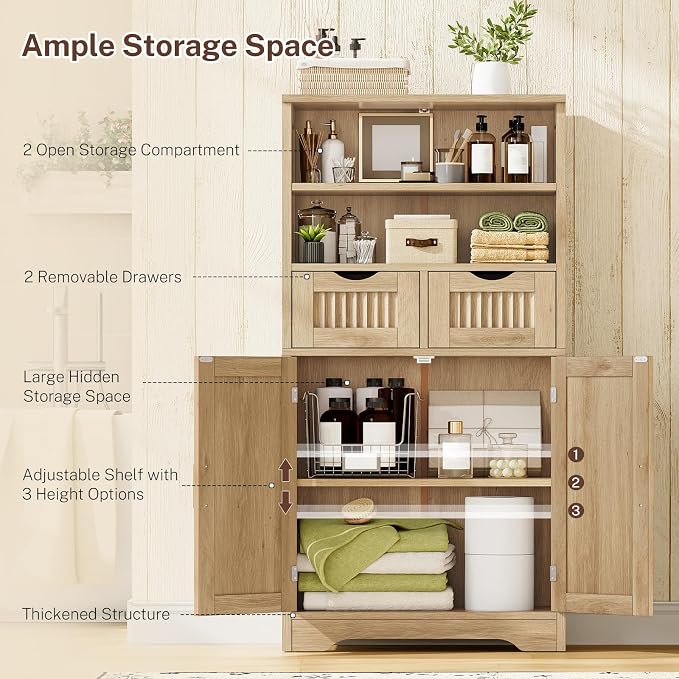 Iwell Tall Storage Cabinet, Fluted Cabinet - Image 4