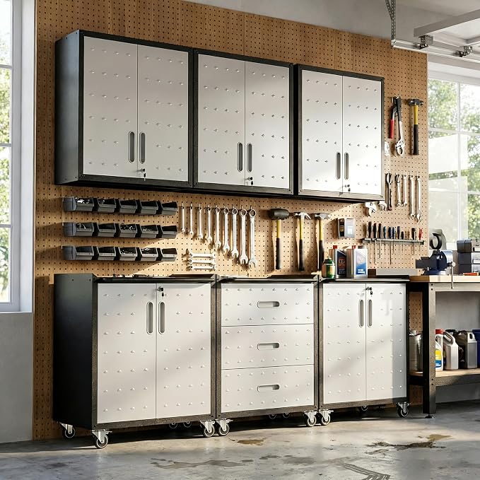 Garage Cabinet System | Heavy Duty Steel All-in-One Modular Garage Cabinet Set by VIYET