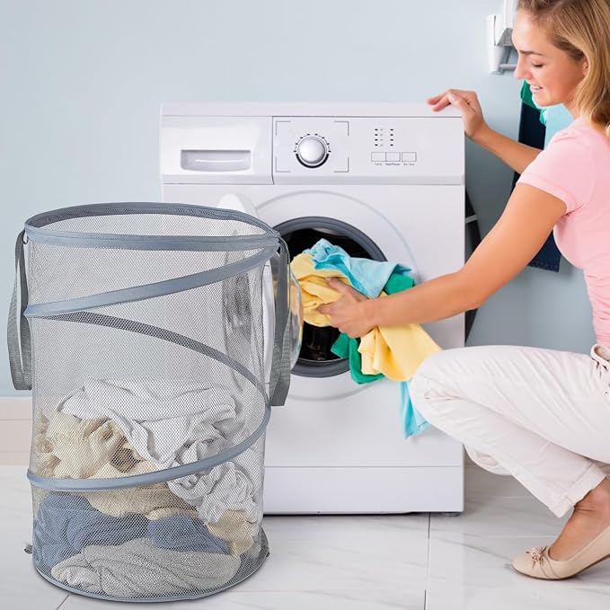 Mesh Popup Laundry Hamper 115L Collapsible Laundry Basket Extra Large Capacity - Image 5