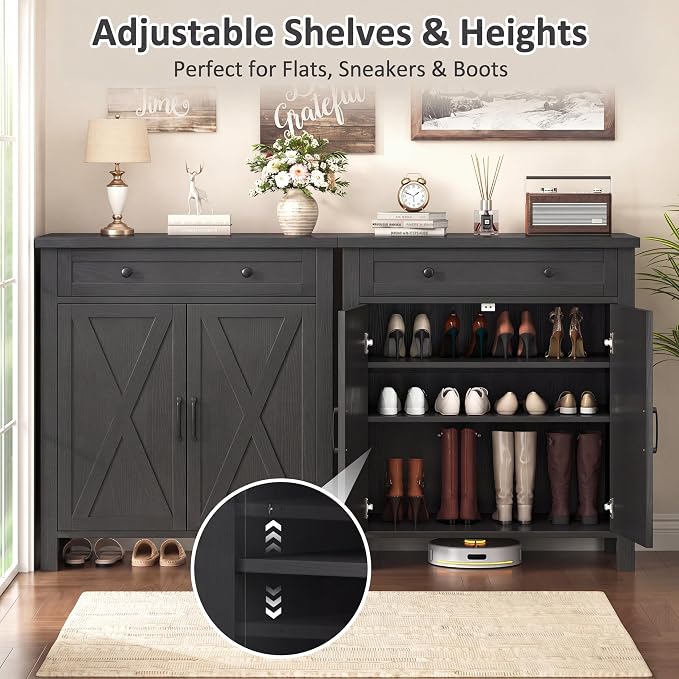 Farmhouse Shoe Storage Cabinet, 5-Tier High Boots Organizer - Image 4