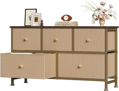 OLIXIS 5 Drawer Dresser for Bedroom, Storage Organizer for Closet, Khaki | by OLIXIS
