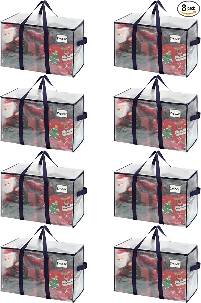 VENO 8 Pack Moving Bags and Large Christmas Storage Bins by Veno