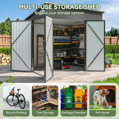 Aoxun 7.5'x4' Triple Door Shed Outdoor Storage Shed - Image 6
