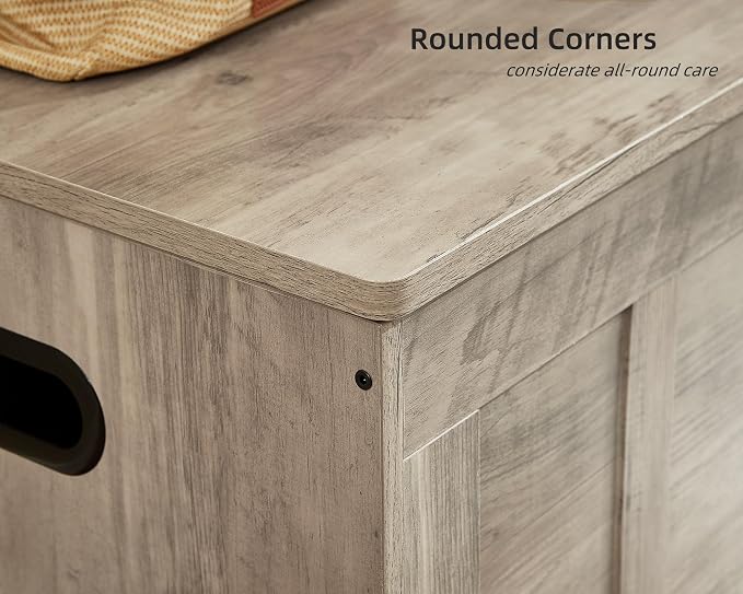 VANKILEY 51.2" Storage Chest Extra Large, Wooden Storage Bench, Greige | Chest - Image 8