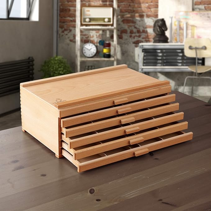 7 Elements 10 Drawer Wooden Artist Storage Supply Box - Image 2