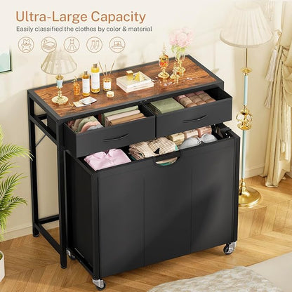 Laundry Sorter, Rolling Laundry Hamper - Image 2