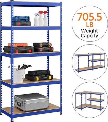 Topeakmart 5-Tier Utility Shelves, Metal Storage Shelves Garage Shelving Unit - Image 7