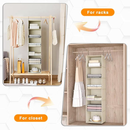 Hanging Closet Organizer, Easy Mount Foldable 6-Shelf Hanging Closet Wardrobe - Image 5