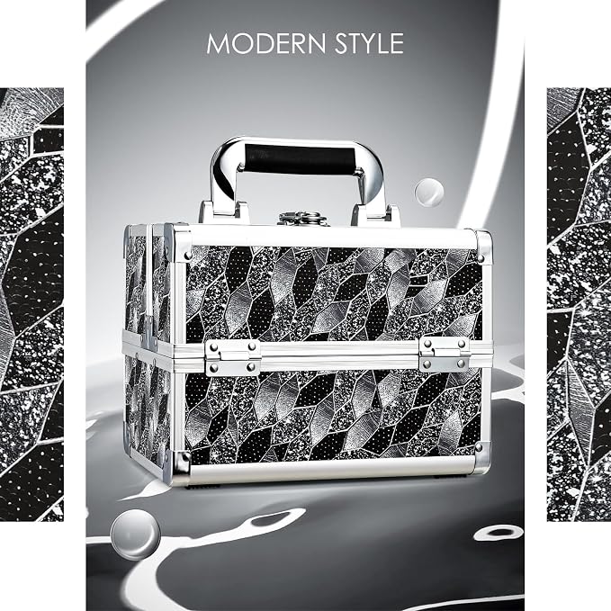 Joligrace Makeup Case Organizer Makeup Box Portable Cosmetic Train Case Hard - Image 2