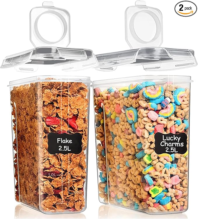 Shazo 2 Pack Small Airtight Cereal Containers Storage by Shazo
