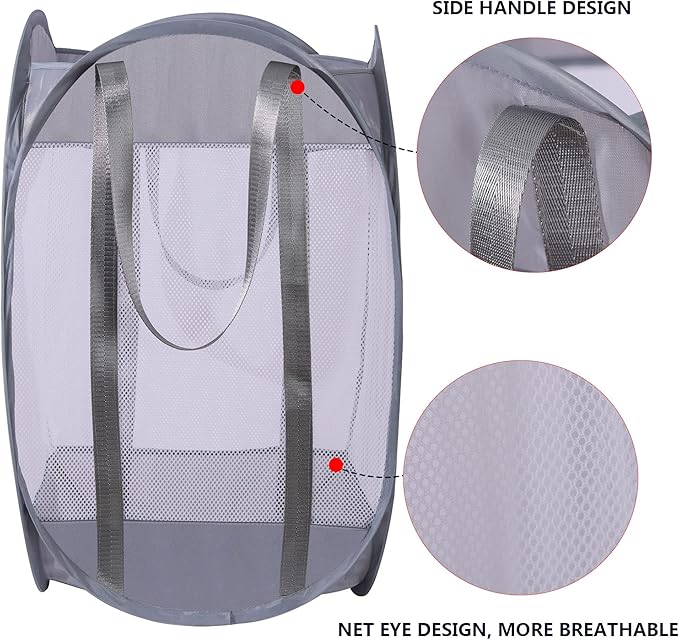 with strong handles Laundry Hamper, Tear Proof Pop Up Laundry Hampers, foldable - Image 3