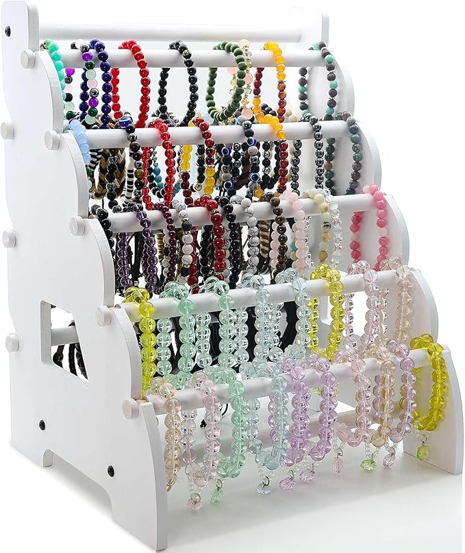 Wooden Bracelet Holder 8 Tier Jewelry Bracelet Display Stand, Portable Organizer by Jewack