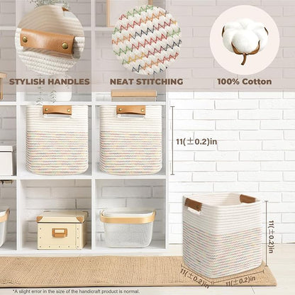 danpinera 11"x11" Storage Cubes, Soft Boho Storage Basket - Image 2