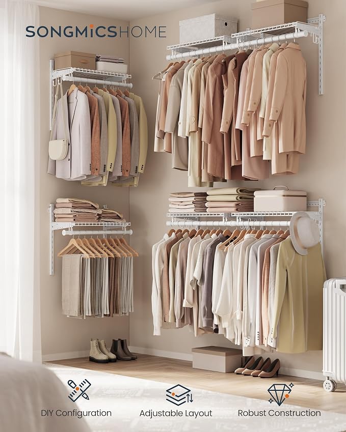 SONGMICS HOME Closet System, Closet Insert Organizer, 4-6 ft, Adjustable Metal - Image 2