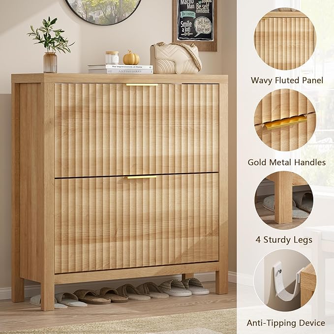 Fluted Shoe Cabinet Storage - Image 6