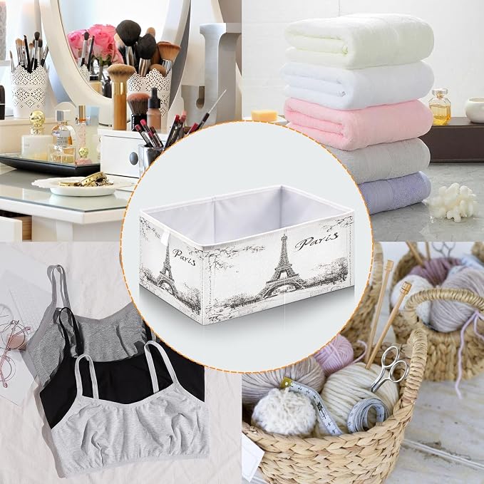 Storage Basket Paris Eiffel Tower Foldable 15.7 x 10.6 x 7 In Cube Storage Bin - Image 4