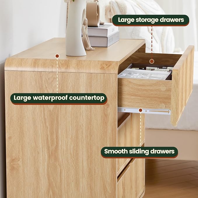 Turtle&Myrtle Fluted 3 Drawer Dressers - Image 8