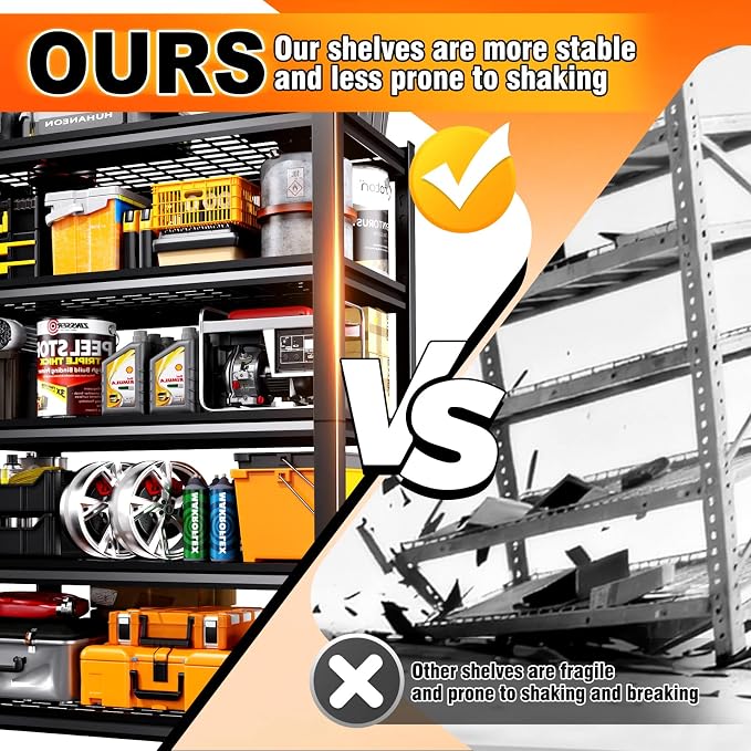 78 ''H Storage Shelves, 46‘’W Garage Shelving, Adjustable Garage Shelves - Image 7