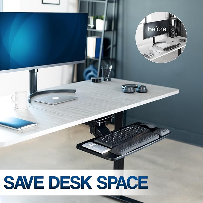 VIVO Premium Adjustable 27 x 11 inch Computer Keyboard and Mouse Platform Tray - Image 8