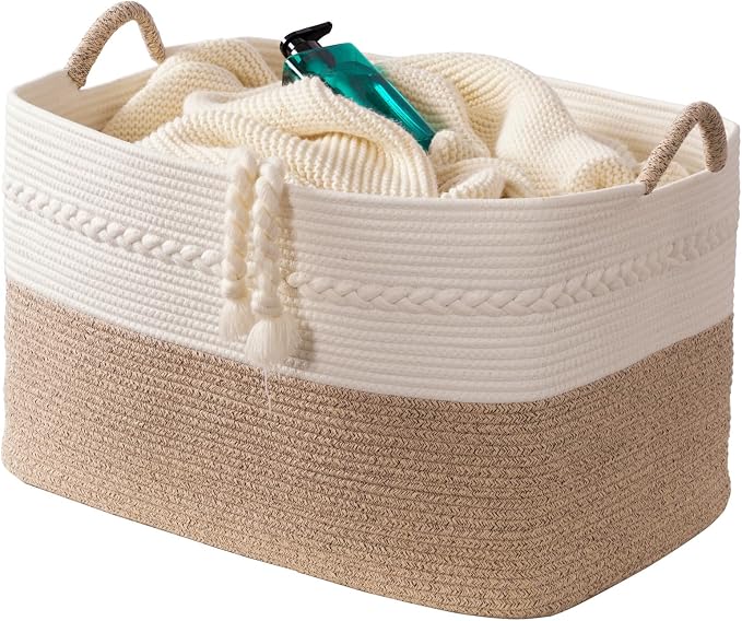 Extra large laundry basket woven from natural cotton rope - Image 4