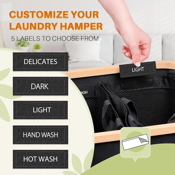 145L Laundry Hamper with Lid, 3 Section Laundry Basket with 3 Removable Bag | - Image 5