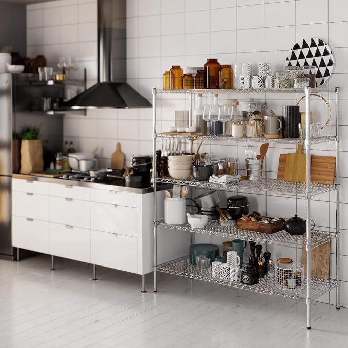 21" Deep x 54" Wide x 64" Height Wire Shelving Kit | 5-Tier | NSF Commercial - Image 2