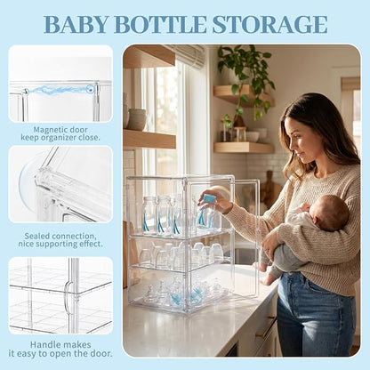 Baby Bottle Organizer, 3 Tier Bottle Storage Organizer Baby | Acrylic Bottles - Image 6
