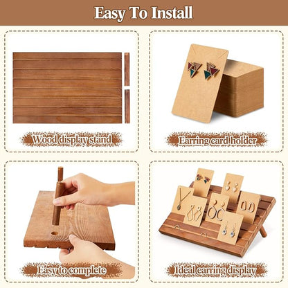 Blulu 31 Pack Wooden Earring Display Stand 7 Slots jewelry Display Holder - Image 7
