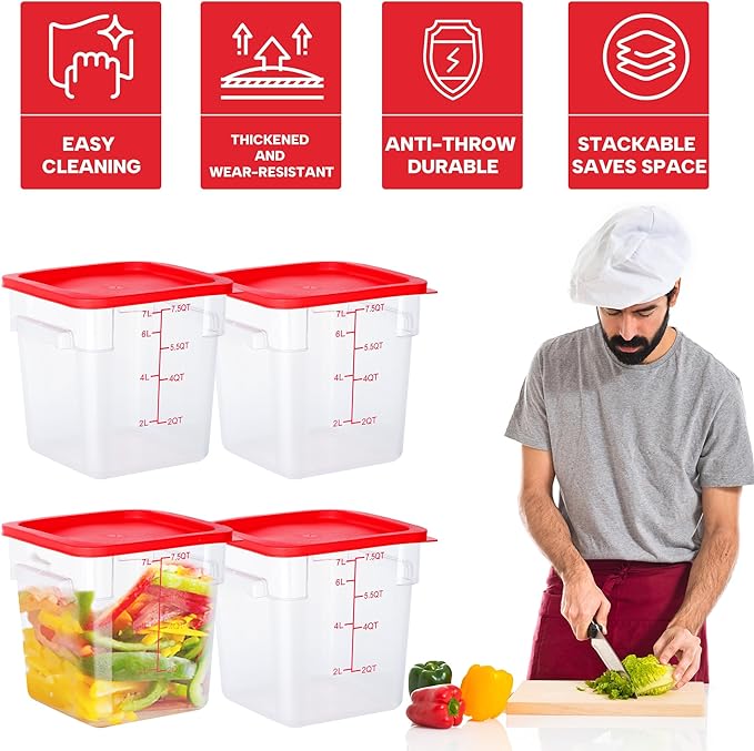 4 Pack Food Storage Containers, 8 Quart - Image 4