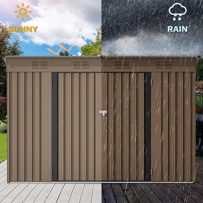 DWVO 9' x 4' Outdoor Storage Shed, Large Metal Tool Sheds, Heavy Duty Storage - Image 4