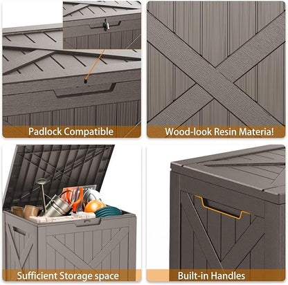 32 Gallon Deck Box, Resin Outdoor Storage Box - Image 7